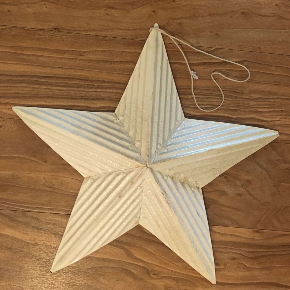 Metal Star Indoor Outdoor Large Hanging Creamy White House Garage Shed Decor